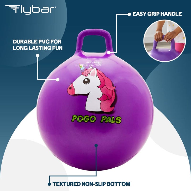 فلاي بار كرة Flybar Hopper للأطفال - ألعاب نطاطة بمقبض، قادوس كنغر متينة - كرة تمرين للعب في الأماكن المغلقة أو الهواء الطلق - تتضمن مضخة - قبضة ثابتة للأطفال الصغار من الأولاد والبنات من سن 5 سنوات فما فوق (Uni M) - Image 4